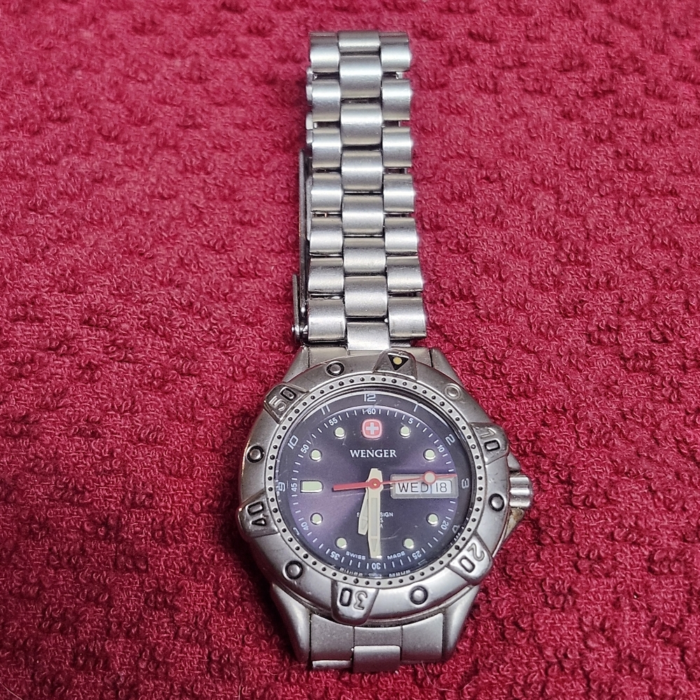 Wenger Silver watch with Black Dial